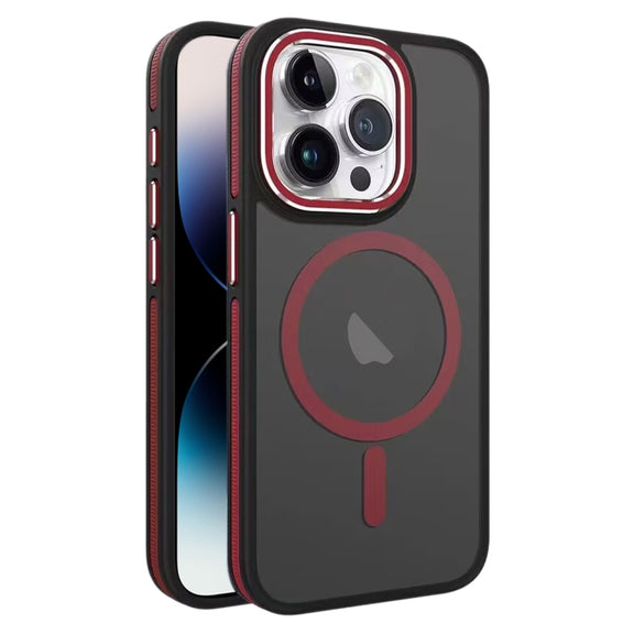 For iPhone 14 Pro Two-color Frosted MagSafe Magnetic Phone Case(Red)
