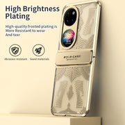 For Huawei P50 Pocket Angel Wings Electroplated Frosted Phone Case(Gold)