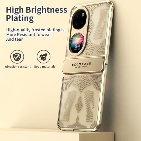 For Huawei P50 Pocket Angel Wings Electroplated Frosted Phone Case(Gold)