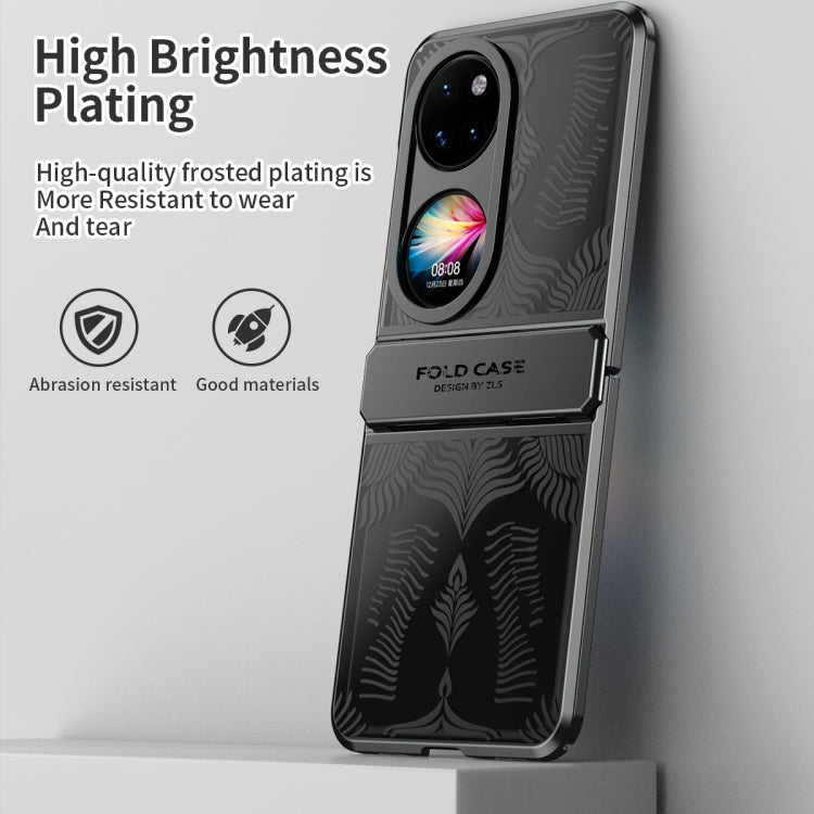 For Huawei P50 Pocket Angel Wings Electroplated Frosted Phone Case(Black)