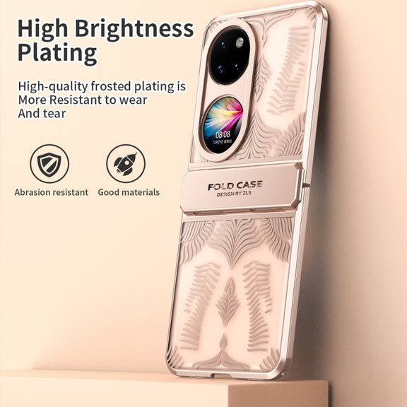 For Huawei P50 Pocket Angel Wings Electroplated Frosted Phone Case(Rose Gold)