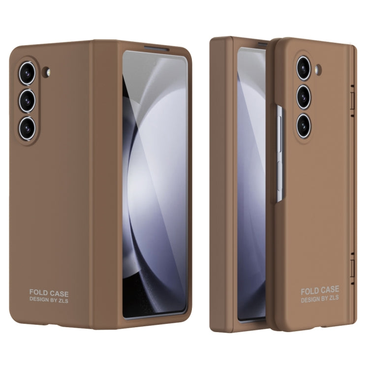 For Samsung Galaxy Z Fold5 Extraordinary Series Hinged Folding Full Phone Case(Coffee)