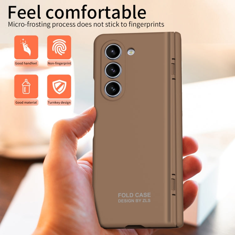 For Samsung Galaxy Z Fold5 Extraordinary Series Hinged Folding Full Phone Case(Coffee)