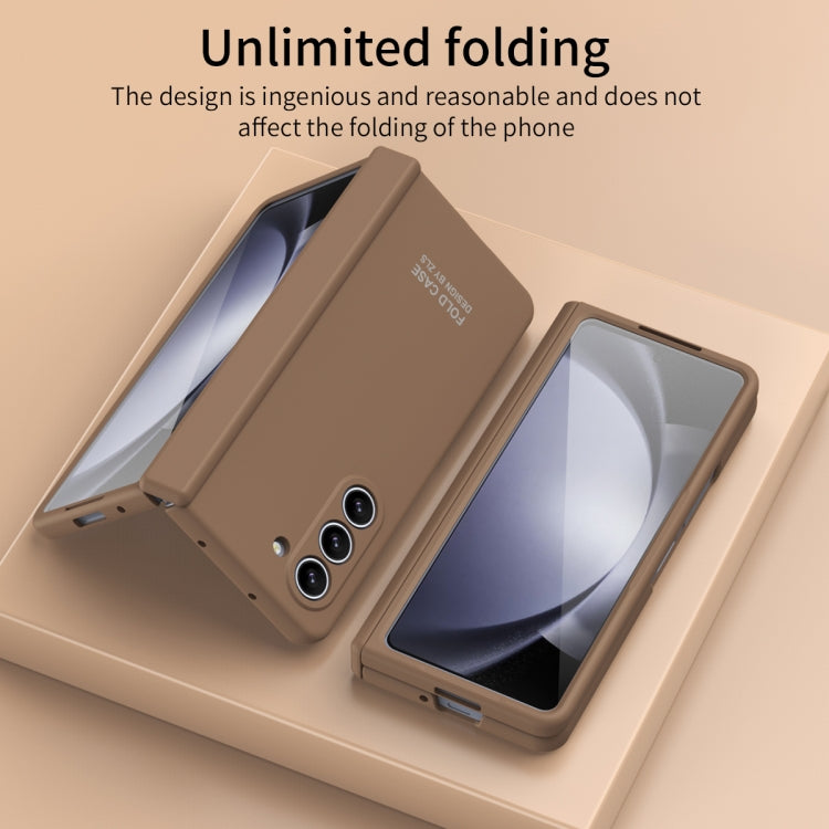 For Samsung Galaxy Z Fold5 Extraordinary Series Hinged Folding Full Phone Case(Coffee)