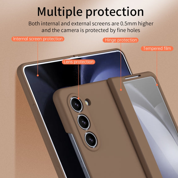 For Samsung Galaxy Z Fold5 Extraordinary Series Hinged Folding Full Phone Case(Coffee)