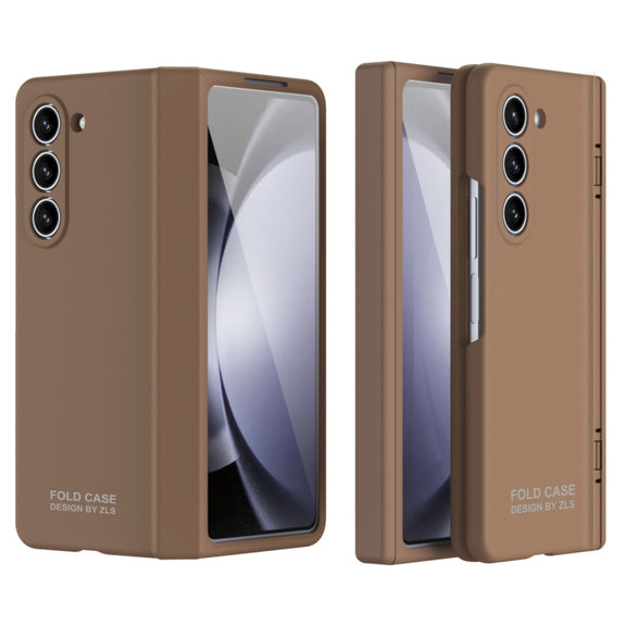For Samsung Galaxy Z Fold5 Extraordinary Series Hinged Folding Full Phone Case(Coffee)