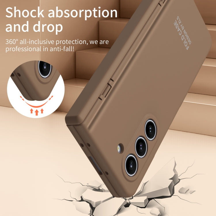 For Samsung Galaxy Z Fold5 Extraordinary Series Hinged Folding Full Phone Case(Coffee)