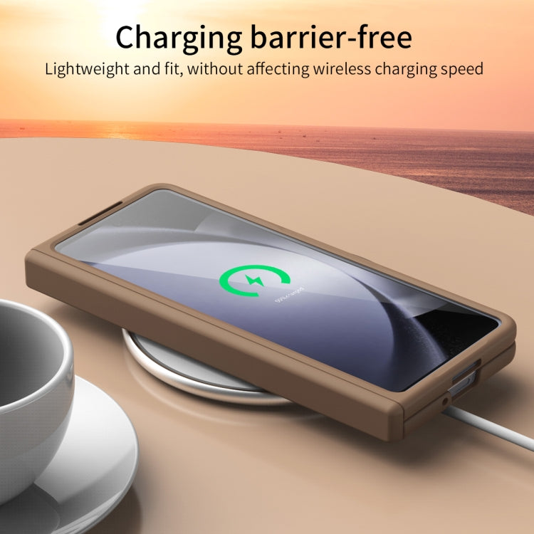 For Samsung Galaxy Z Fold5 Extraordinary Series Hinged Folding Full Phone Case(Coffee)