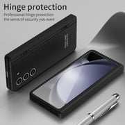 For Samsung Galaxy Z Fold5 Extraordinary Series Hinged Folding Full Phone Case with Pen Slot & Stylus(Black)