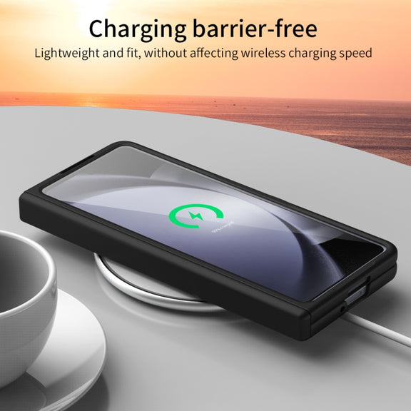 For Samsung Galaxy Z Fold5 Extraordinary Series Hinged Folding Full Phone Case with Pen Slot & Stylus(Black)