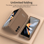 For Samsung Galaxy Z Fold4 5G Extraordinary Series Hinged Folding Full Phone Case with Pen Slot & Stylus(Coffee)