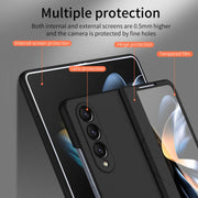 For Samsung Galaxy Z Fold4 5G Extraordinary Series Hinged Folding Full Phone Case with Pen Slot & Stylus(Black)