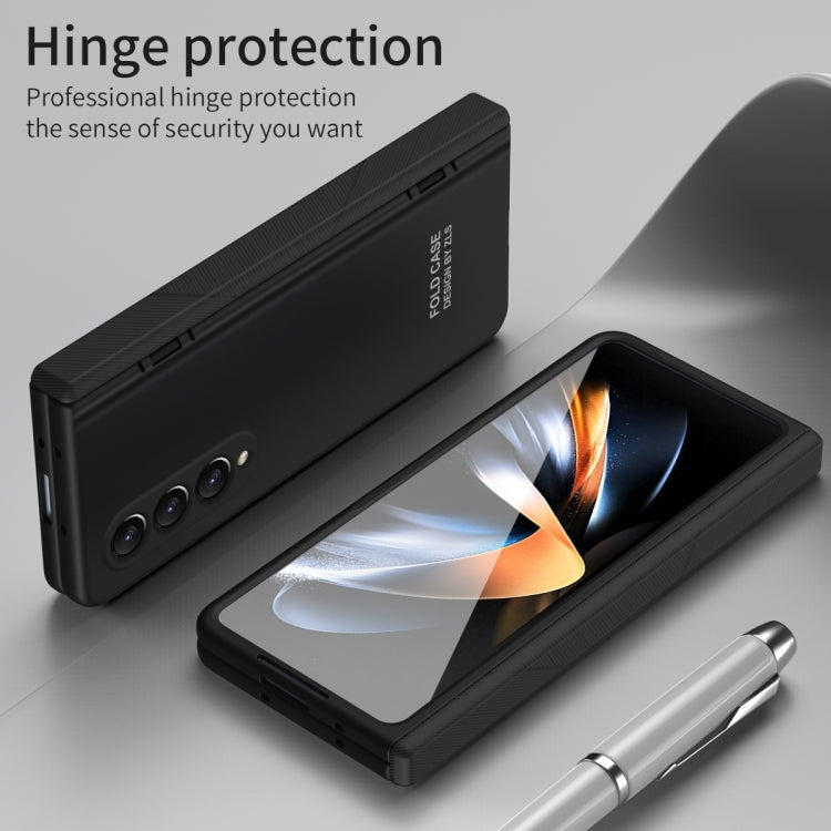 For Samsung Galaxy Z Fold4 5G Extraordinary Series Hinged Folding Full Phone Case with Pen Slot & Stylus(Black)