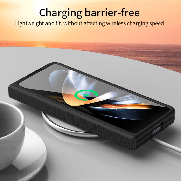 For Samsung Galaxy Z Fold4 5G Extraordinary Series Hinged Folding Full Phone Case with Pen Slot & Stylus(Black)