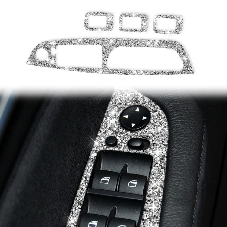 For BMW X5 E70 2008-2013 / X6 E71 2009-2014 Car Window Lift Panel Diamond Decoration Sticker, High Configuration Left Drive