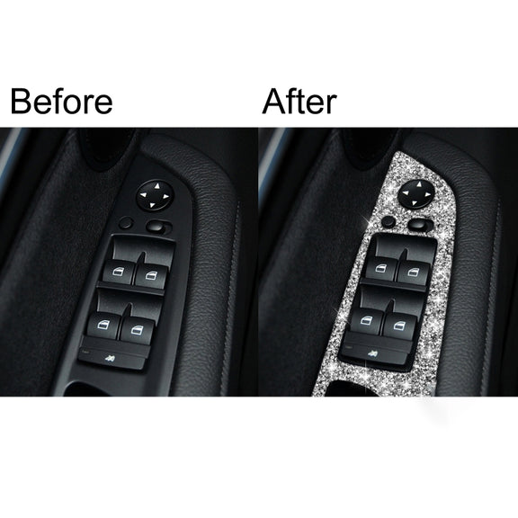 For BMW X5 E70 2008-2013 / X6 E71 2009-2014 Car Window Lift Panel Diamond Decoration Sticker, High Configuration Left Drive