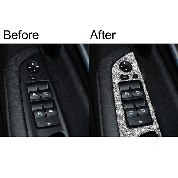 For BMW X5 E70 2008-2013 / X6 E71 2009-2014 Car Window Lift Panel Diamond Decoration Sticker, High Configuration Right Drive