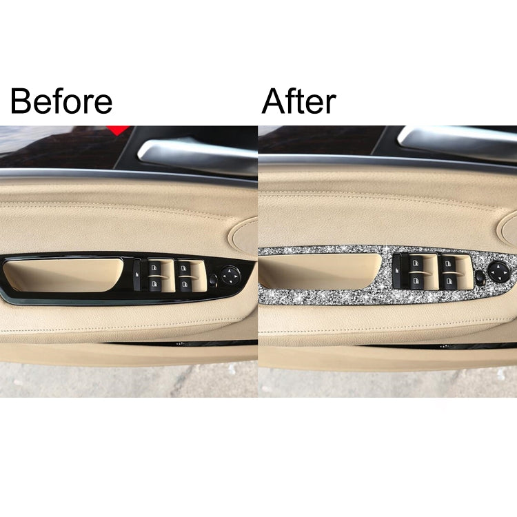 For BMW X5 E70 2008-2013 / X6 E71 2009-2014 Car Window Lift Panel Diamond Decoration Sticker, Low Configuration Left Drive