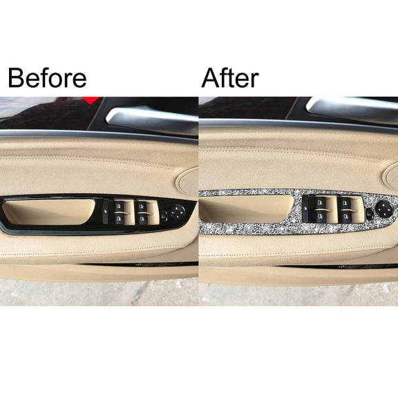 For BMW X5 E70 2008-2013 / X6 E71 2009-2014 Car Window Lift Panel Diamond Decoration Sticker, Low Configuration Left Drive