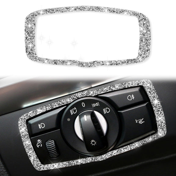 For BMW X5 E70 / X6 E71 2008-2013 Car Headlight Switch Frame Diamond Decoration Sticker, Left and Right Drive