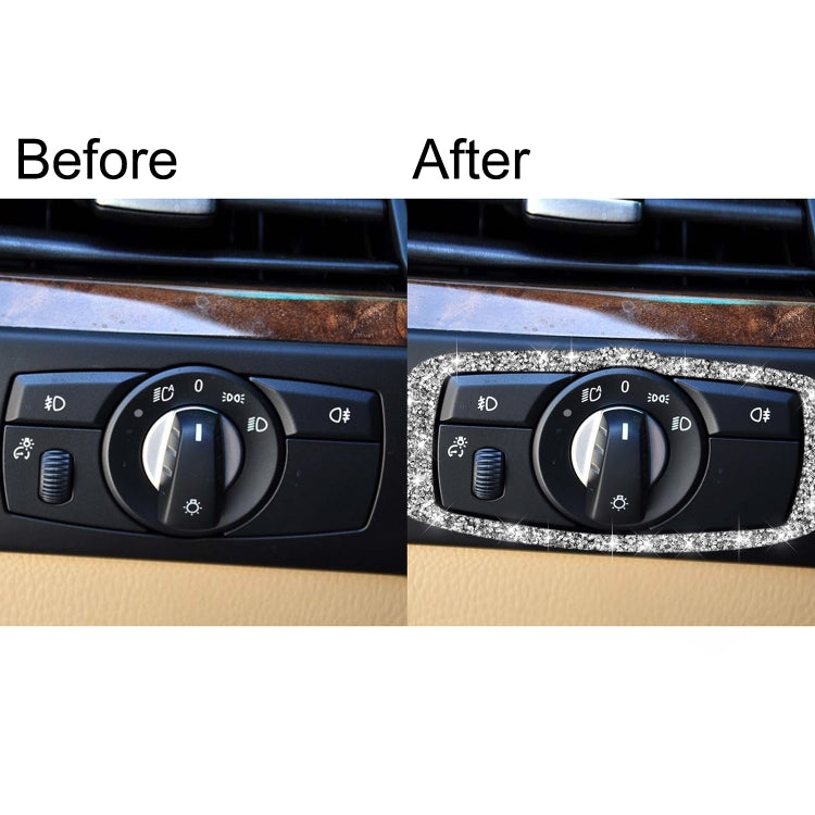 For BMW X5 E70 / X6 E71 2008-2013 Car Headlight Switch Frame Diamond Decoration Sticker, Left and Right Drive