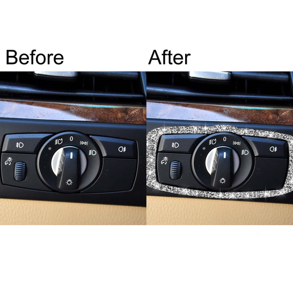 For BMW X5 E70 / X6 E71 2008-2013 Car Headlight Switch Frame Diamond Decoration Sticker, Left and Right Drive