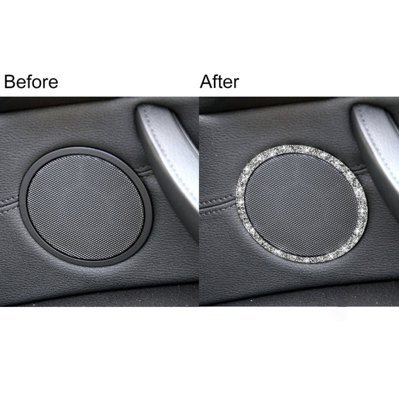 For BMW E70 2008-2013 / E71 2008-2014 4pcs Car Horn Circle Diamond Decoration Sticker, Left and Right Drive