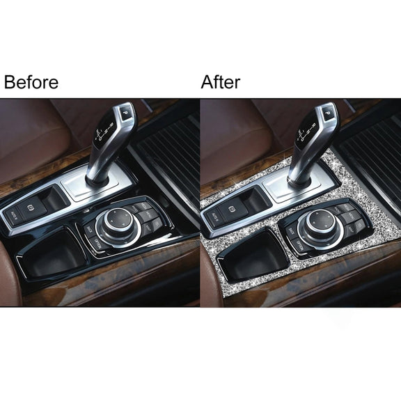 For BMW X5 E70 2008-2013 / X6 E71 2009-2014 Car Gear Panel Diamond Decoration Sticker, High Configuration Left Drive