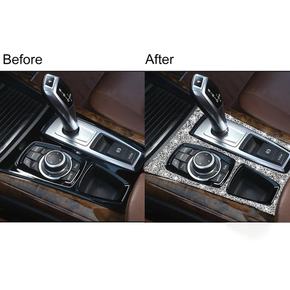 For BMW X5 E70 2008-2013 / X6 E71 2009-2014 Car Gear Panel Diamond Decoration Sticker, High Configuration Right Drive