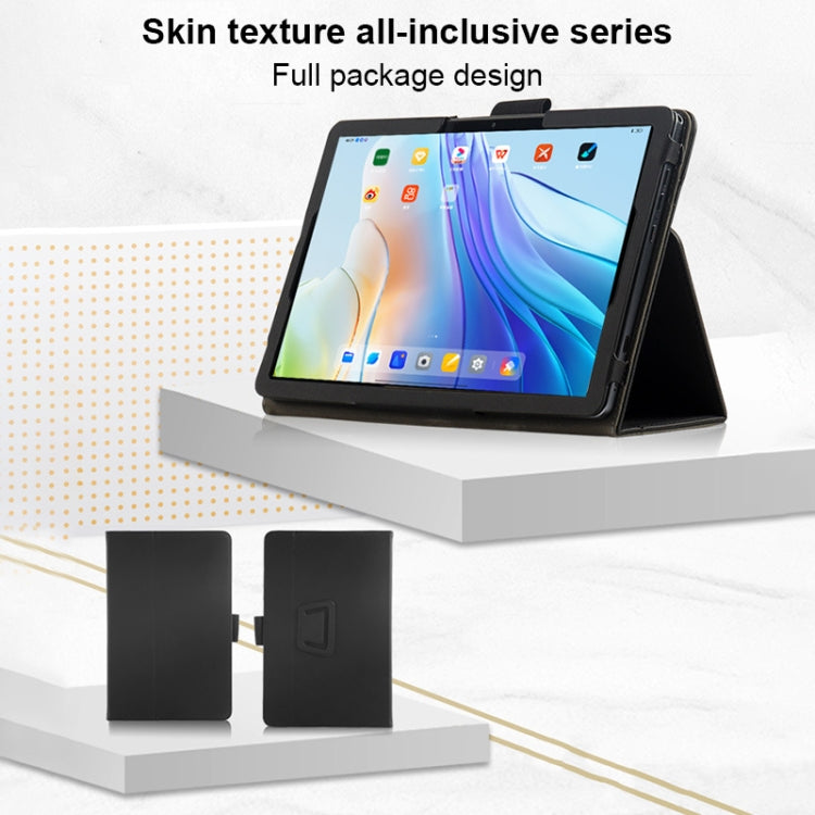 For TCL NxtPaper 11 2-Folding Leather Tablet Case with Handrest & Pen Slot(Black)