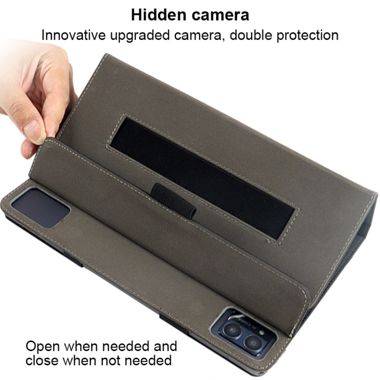 For TCL NxtPaper 11 2-Folding Leather Tablet Case with Handrest & Pen Slot(Black)