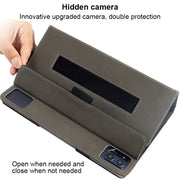 For TCL NxtPaper 11 2-Folding Leather Tablet Case with Handrest & Pen Slot(Black)