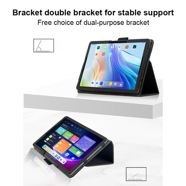 For TCL NxtPaper 11 2-Folding Leather Tablet Case with Handrest & Pen Slot(Black)
