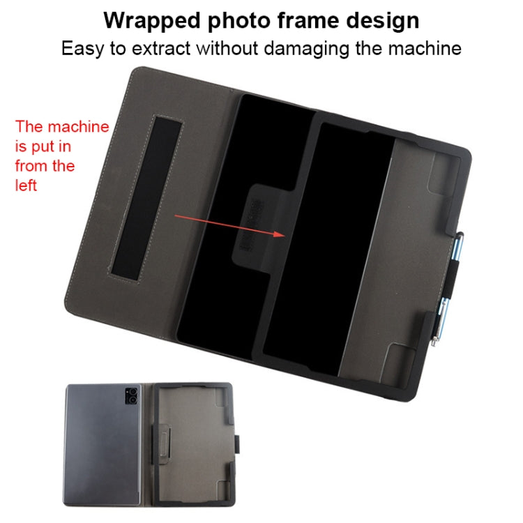 For TCL NxtPaper 11 2-Folding Leather Tablet Case with Handrest & Pen Slot(Black)