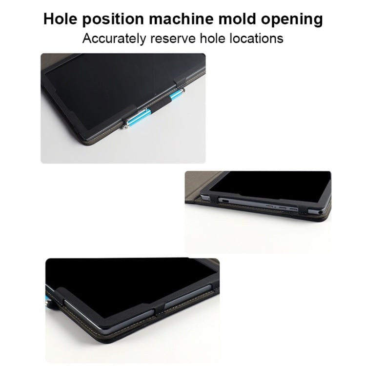 For TCL NxtPaper 11 2-Folding Leather Tablet Case with Handrest & Pen Slot(Black)