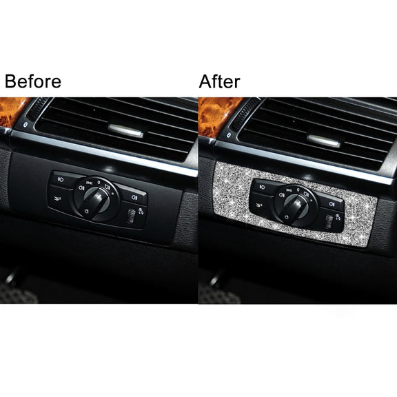 For BMW X5 E70 / X6 E71 2008-2013 Car Headlight Panel Diamond Decoration Sticker, Right Drive