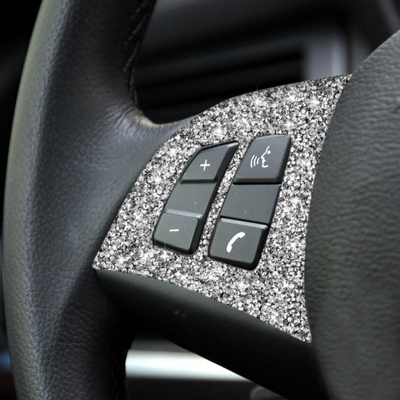 For BMW X5 E70 2008-2013 2pcs Car Steering Wheel Buttons Diamond Decoration Sticker, Left and Right Drive