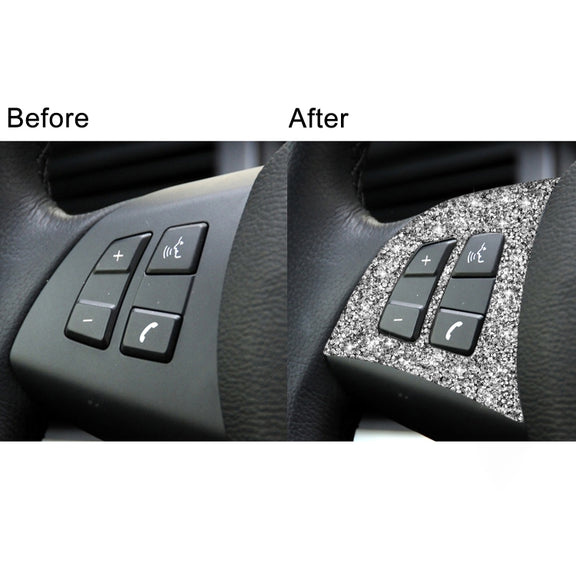 For BMW X5 E70 2008-2013 2pcs Car Steering Wheel Buttons Diamond Decoration Sticker, Left and Right Drive