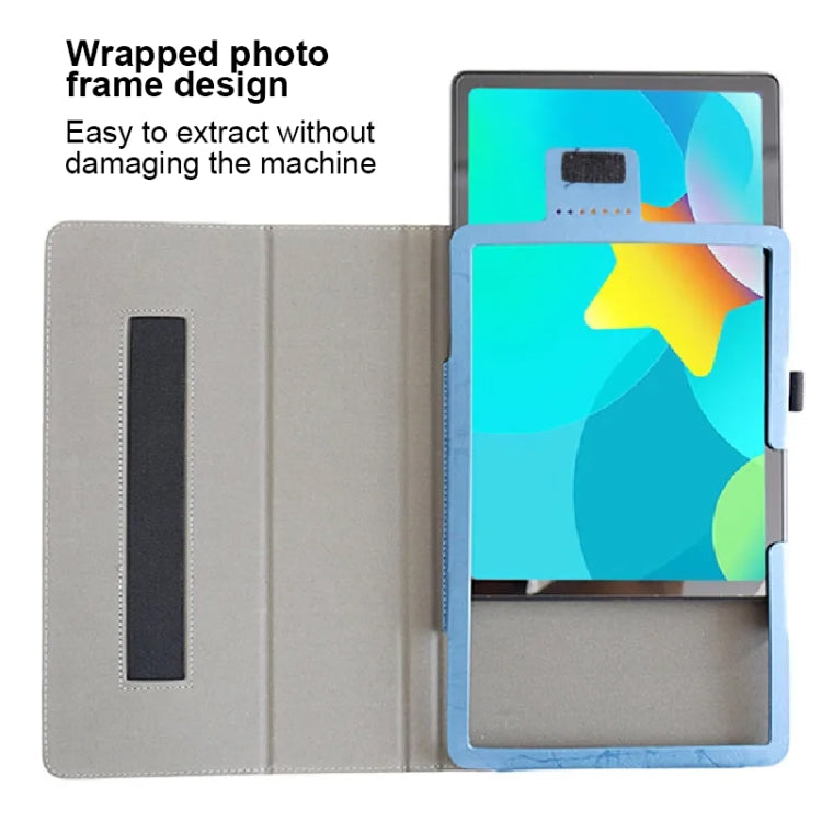 For TCL NxtPaper 11 Flower Embossed Leather Tablet Case with Handrest Strap & Pen Slot(Blue)