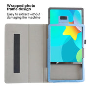 For TCL NxtPaper 11 Flower Embossed Leather Tablet Case with Handrest Strap & Pen Slot(Blue)