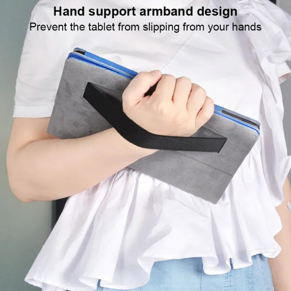 For TCL NxtPaper 11 Flower Embossed Leather Tablet Case with Handrest Strap & Pen Slot(Blue)