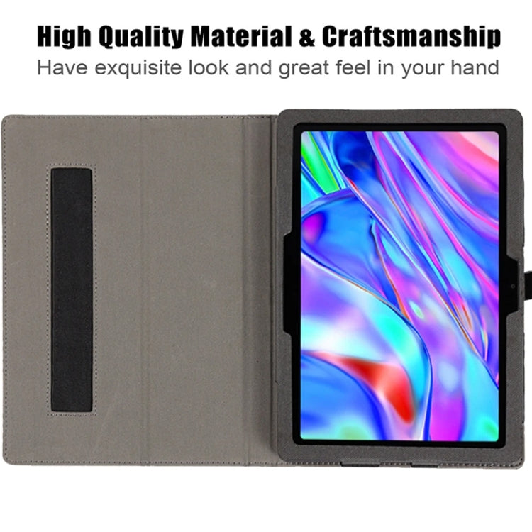 For TCL NxtPaper 11 Skin Texture Leather Tablet Case with Handrest Strap & Pen Slot(Black)