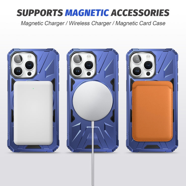 For iPhone 15 Plus MagSafe Magnetic Shockproof Phone Case with Ring Holder(Navy Blue)
