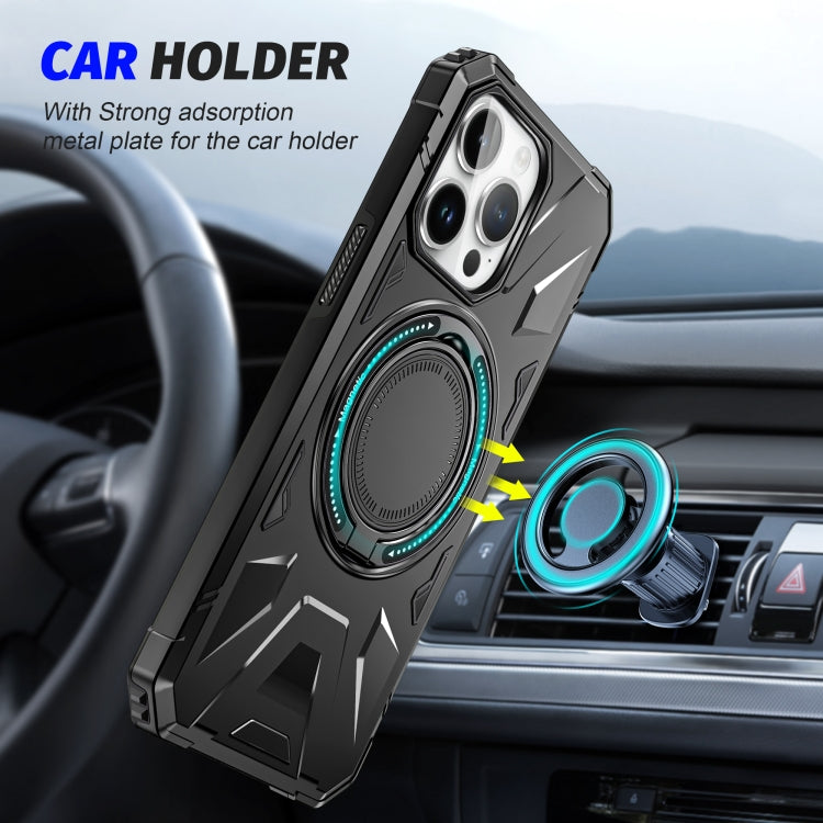 For iPhone 15 Plus MagSafe Magnetic Shockproof Phone Case with Ring Holder(Black)