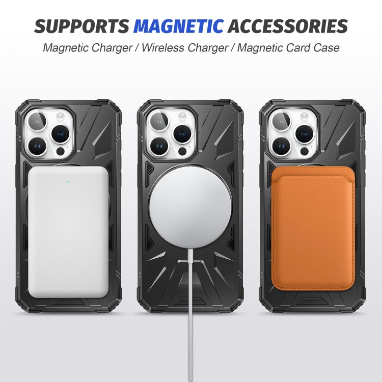 For iPhone 15 MagSafe Magnetic Shockproof Phone Case with Ring Holder(Black)