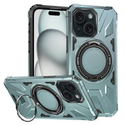 For iPhone 15 MagSafe Magnetic Shockproof Phone Case with Ring Holder(Green)