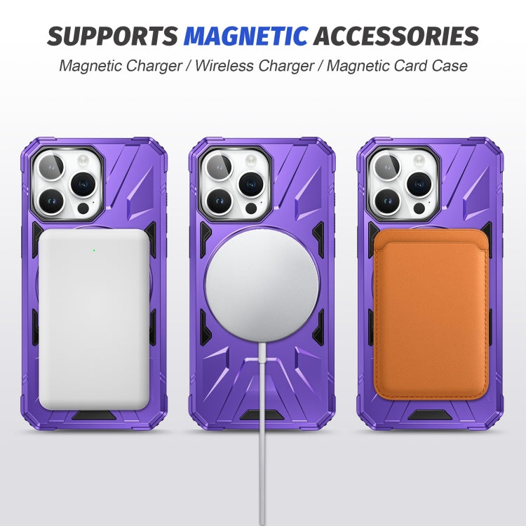 For iPhone 15 MagSafe Magnetic Shockproof Phone Case with Ring Holder(Purple)