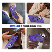 For iPhone 15 MagSafe Magnetic Shockproof Phone Case with Ring Holder(Purple)
