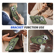For iPhone 14 Plus MagSafe Magnetic Shockproof Phone Case with Ring Holder(Dark Green)