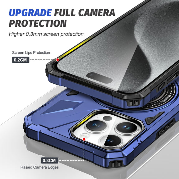 For iPhone 14 Pro Max MagSafe Magnetic Shockproof Phone Case with Ring Holder(Navy Blue)